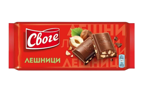 шоколад своге фин млечен с лешник 90гр