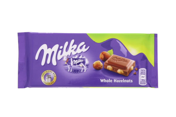 шоколад милка цял лешник 250гр