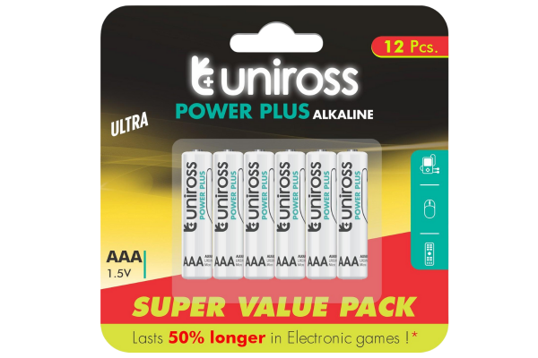 алкални батерии uniross aaa блистер 12бр