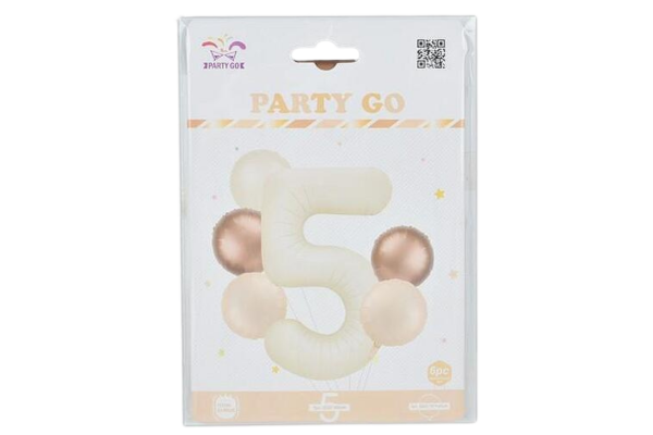 partygo сет фолиеви балони с цифра 5, размер 80 см, цвят

бежово