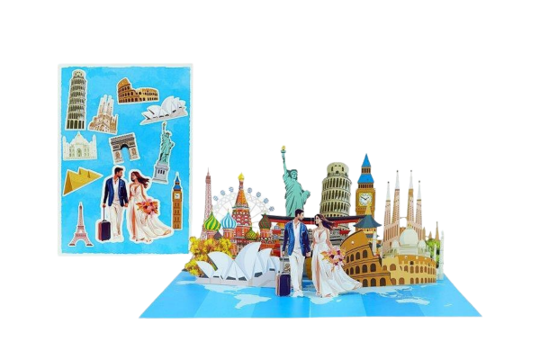 kiriori поздравителна картичка pop-up сватбено пътешествие