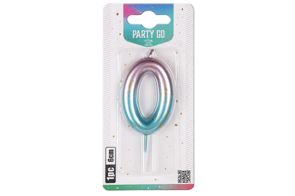 partygo свещичка цифра 0 синя 6см.